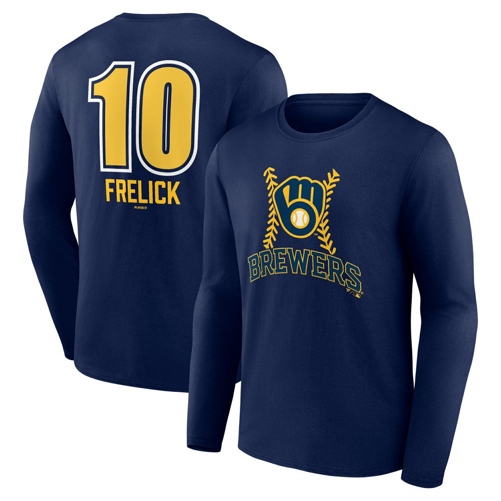 Sal Frelick Milwaukee Brewers Name & Number Fastball Long Sleeve T-Shirt - Navy T-shirts