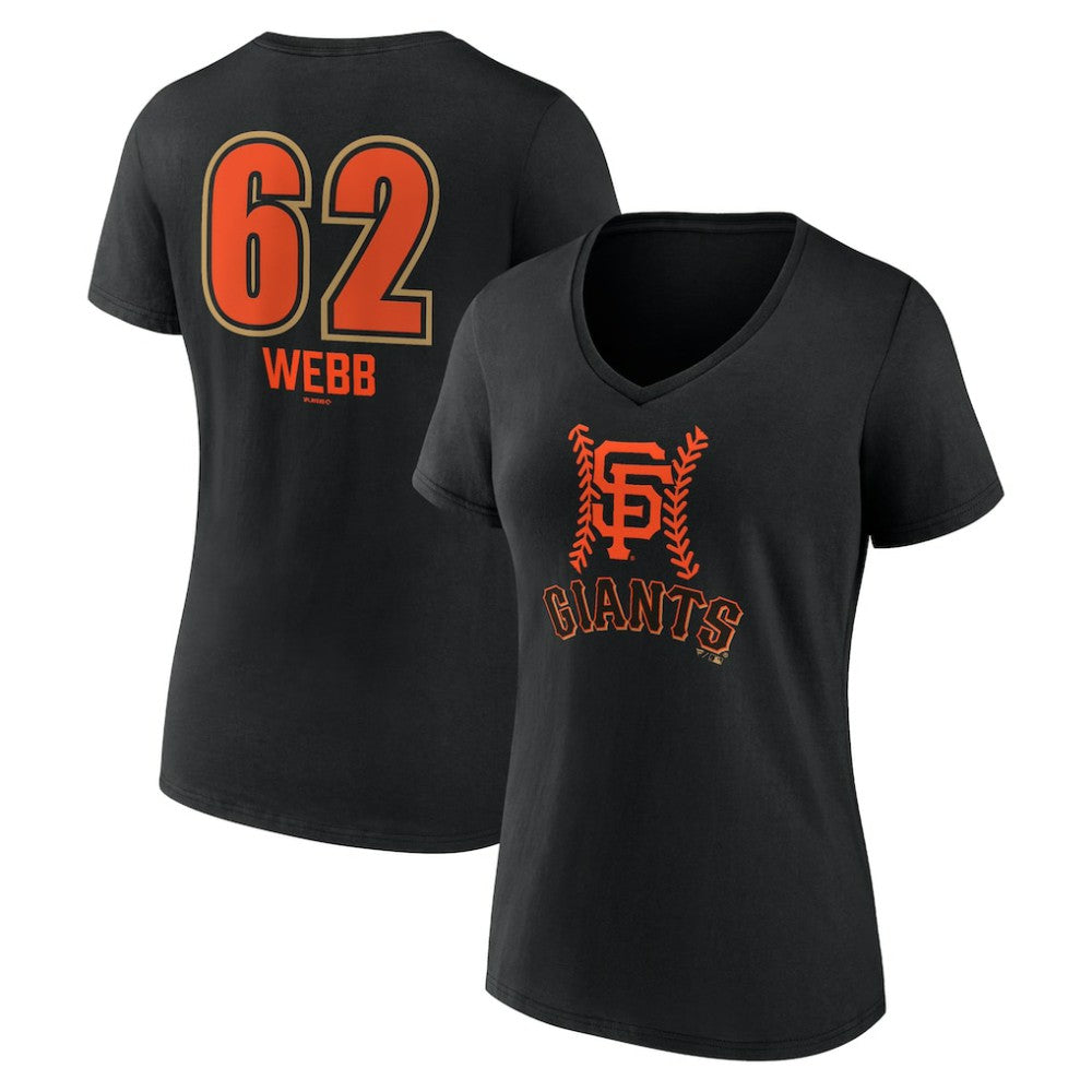 Logan Webb San Francisco Giants Women's Name & Number Fastball V-Neck T-Shirt - Black T-shirts