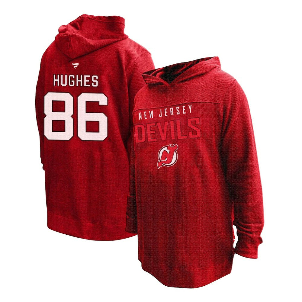 Jack Hughes New Jersey Devils Profile Women's Plus Size Name & Number Thermal Pullover Hoodie - Red | US 201279783