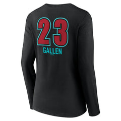 Zac Gallen Arizona Diamondbacks Women's Name & Number Fastball V-Neck Long Sleeve T-Shirt - Black T-shirts