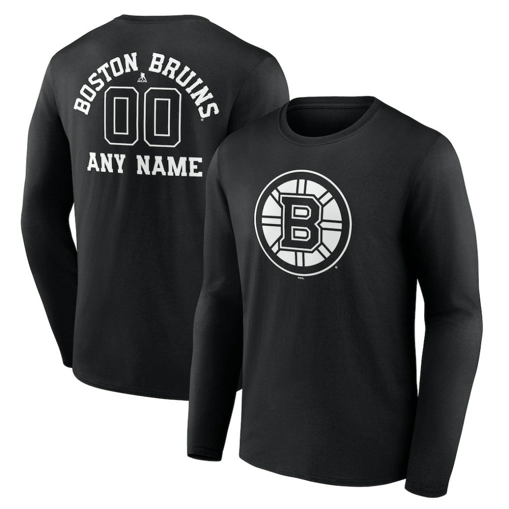 Boston Bruins Personalized Name & Number Monochrome Long Sleeve T-Shirt - Black | US 201281428