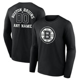 Boston Bruins Personalized Name & Number Monochrome Long Sleeve T-Shirt - Black | US 201281428