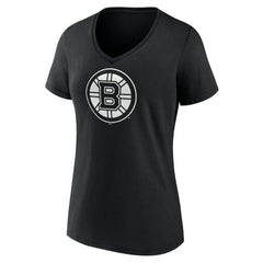Boston Bruins Women's Personalized Name & Number Monochrome V-Neck T-Shirt - Black | US 201281433