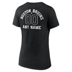 Boston Bruins Women's Personalized Name & Number Monochrome V-Neck T-Shirt - Black | US 201281433