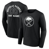 Buffalo Sabres Personalized Name & Number Monochrome Long Sleeve T-Shirt - Black | US 201281434