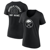 Buffalo Sabres Women's Personalized Name & Number Monochrome V-Neck T-Shirt - Black | US 201281439
