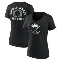 Buffalo Sabres Women's Personalized Name & Number Monochrome V-Neck T-Shirt - Black | US 201281439