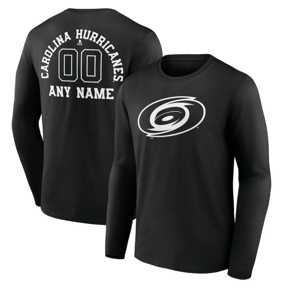 Carolina Hurricanes Personalized Name & Number Monochrome Long Sleeve T-Shirt - Black | US 201281446
