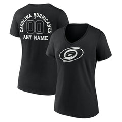 Carolina Hurricanes Women's Personalized Name & Number Monochrome V-Neck T-Shirt - Black | US 201281451