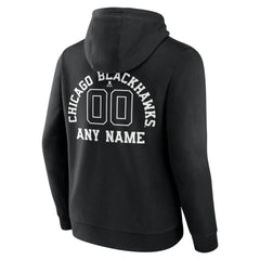 Chicago Blackhawks Personalized Name & Number Monochrome Pullover Hoodie - Black | US 201281453