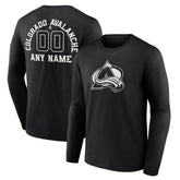Colorado Avalanche Personalized Name & Number Monochrome Long Sleeve T-Shirt - Black | US 201281458