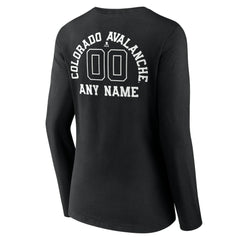 Colorado Avalanche Women's Personalized Name & Number Monochrome Long Sleeve V-Neck T-Shirt - Black | US 201281461