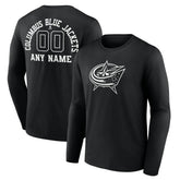 Columbus Blue Jackets Personalized Name & Number Monochrome Long Sleeve T-Shirt - Black | US 201281464