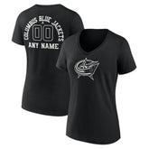 Columbus Blue Jackets Women's Personalized Name & Number Monochrome V-Neck T-Shirt - Black | US 201281469