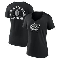 Columbus Blue Jackets Women's Personalized Name & Number Monochrome V-Neck T-Shirt - Black | US 201281469