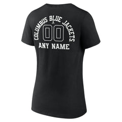 Columbus Blue Jackets Women's Personalized Name & Number Monochrome V-Neck T-Shirt - Black | US 201281469