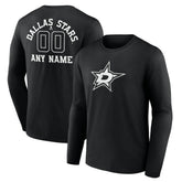 Dallas Stars Personalized Name & Number Monochrome Long Sleeve T-Shirt - Black | US 201281470
