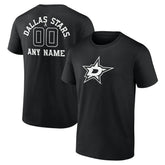 Dallas Stars Personalized Name & Number Monochrome T-Shirt - Black | US 201281472