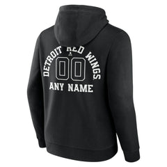 Detroit Red Wings Personalized Name & Number Monochrome Pullover Hoodie - Black | US 201281477