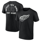 Detroit Red Wings Personalized Name & Number Monochrome T-Shirt - Black | US 201281478
