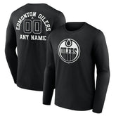 Edmonton Oilers Personalized Name & Number Monochrome Long Sleeve T-Shirt - Black | US 201281482
