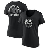 Edmonton Oilers Women's Personalized Name & Number Monochrome V-Neck T-Shirt - Black | US 201281487