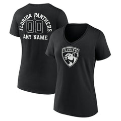 Florida Panthers Women's Personalized Name & Number Monochrome V-Neck T-Shirt - Black | US 201281493