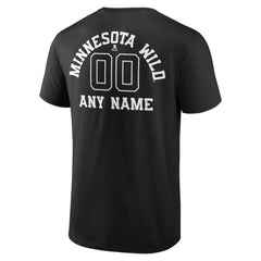 Minnesota Wild Personalized Name & Number Monochrome T-Shirt - Black | US 201281502
