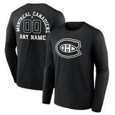 Montreal Canadiens Personalized Name & Number Monochrome Long Sleeve T-Shirt - Black | US 201281506