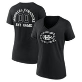 Montreal Canadiens Women's Personalized Name & Number Monochrome V-Neck T-Shirt - Black | US 201281511