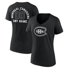 Montreal Canadiens Women's Personalized Name & Number Monochrome V-Neck T-Shirt - Black | US 201281511
