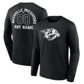 Nashville Predators Personalized Name & Number Monochrome Long Sleeve T-Shirt - Black | US 201281512