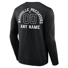 Nashville Predators Personalized Name & Number Monochrome Long Sleeve T-Shirt - Black | US 201281512