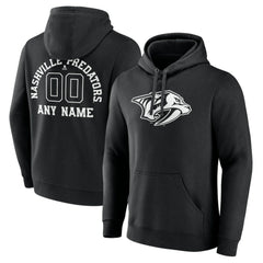 Nashville Predators Personalized Name & Number Monochrome Pullover Hoodie - Black | US 201281513