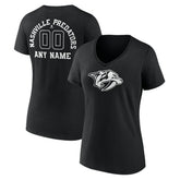 Nashville Predators Women's Personalized Name & Number Monochrome V-Neck T-Shirt - Black | US 201281517