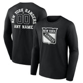 New York Rangers Personalized Name & Number Monochrome Long Sleeve T-Shirt - Black | US 201281530
