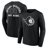 Ottawa Senators Personalized Name & Number Monochrome Long Sleeve T-Shirt - Black | US 201281536