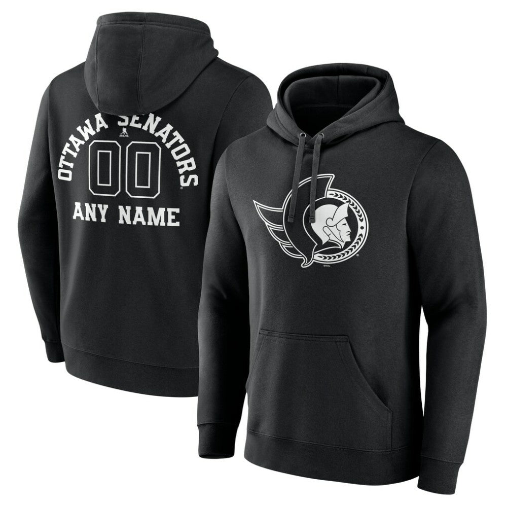 Ottawa Senators Personalized Name & Number Monochrome Pullover Hoodie - Black | US 201281537