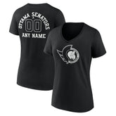 Ottawa Senators Women's Personalized Name & Number Monochrome V-Neck T-Shirt - Black | US 201281541