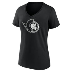 Ottawa Senators Women's Personalized Name & Number Monochrome V-Neck T-Shirt - Black | US 201281541