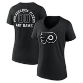 Philadelphia Flyers Women's Personalized Name & Number Monochrome V-Neck T-Shirt - Black | US 201281547