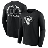 Pittsburgh Penguins Personalized Name & Number Monochrome Long Sleeve T-Shirt - Black | US 201281548