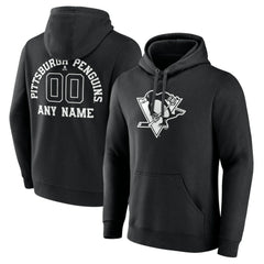 Pittsburgh Penguins Personalized Name & Number Monochrome Pullover Hoodie - Black | US 201281549