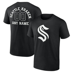 Seattle Kraken Personalized Name & Number Monochrome T-Shirt - Black | US 201281562