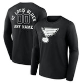 St. Louis Blues Personalized Name & Number Monochrome Long Sleeve T-Shirt - Black | US 201281566