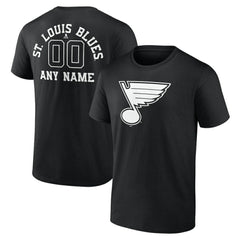St. Louis Blues Personalized Name & Number Monochrome T-Shirt - Black | US 201281568