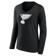 St. Louis Blues Women's Personalized Name & Number Monochrome Long Sleeve V-Neck T-Shirt - Black | US 201281569