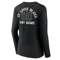 St. Louis Blues Women's Personalized Name & Number Monochrome Long Sleeve V-Neck T-Shirt - Black | US 201281569
