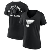 St. Louis Blues Women's Personalized Name & Number Monochrome V-Neck T-Shirt - Black | US 201281571