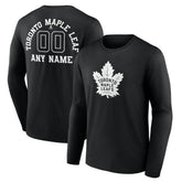 Toronto Maple Leafs Personalized Name & Number Monochrome Long Sleeve T-Shirt - Black | US 201281578